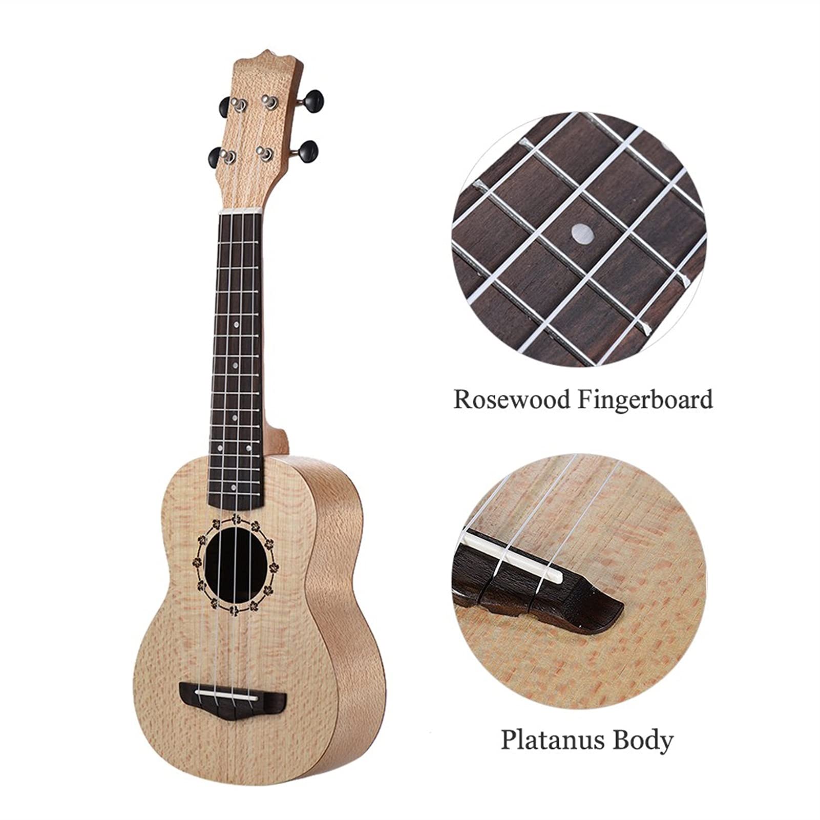 Ukeleles Soprano Ukelele 21 Pulgadas Fijando Guitarra Hawaiana Ukulele Conjunto con Correa De Sintonizador Nylon String Pick