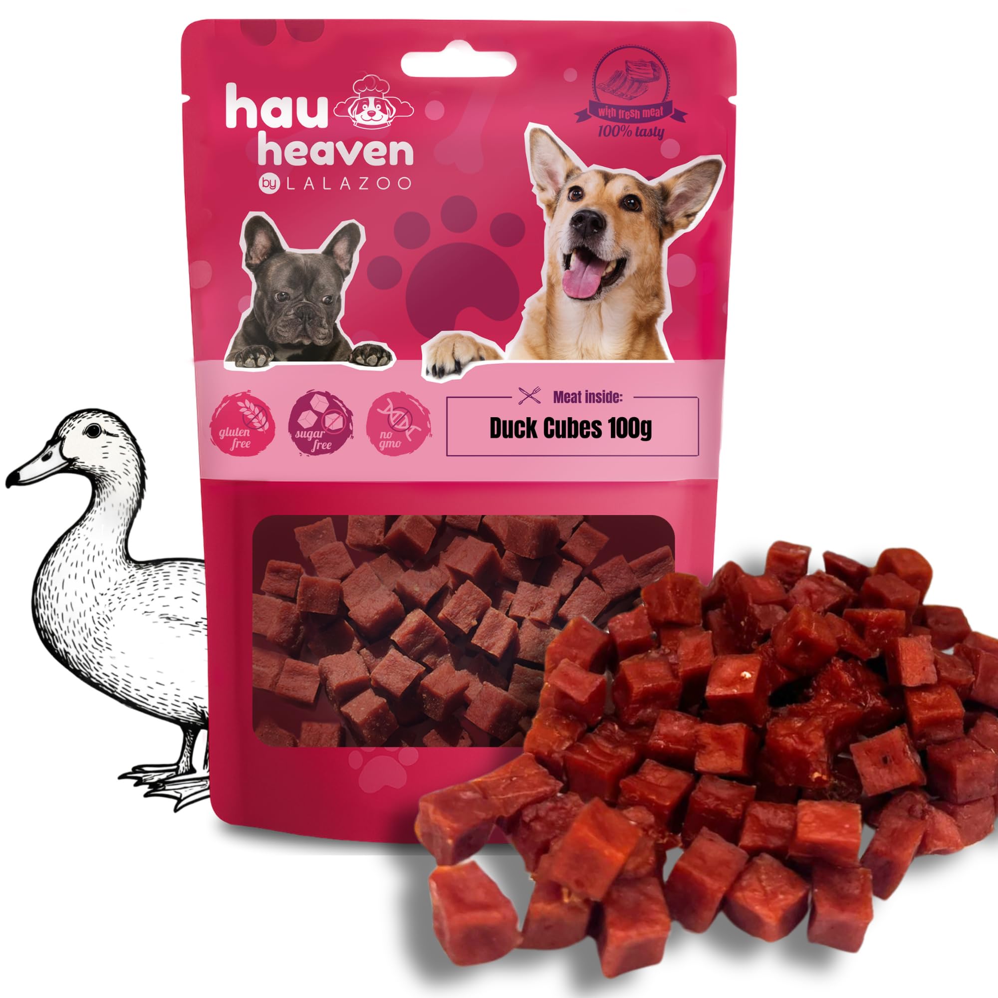 LalaZoo Hunde Leckerli Entenwürfel Soft Snacks 100g Weiche Kostchen aus Entenfleisch für Hunde Premium Trainingssnacks Belohnung Getreidefrei Proteinreich Schonend Getrocknet
