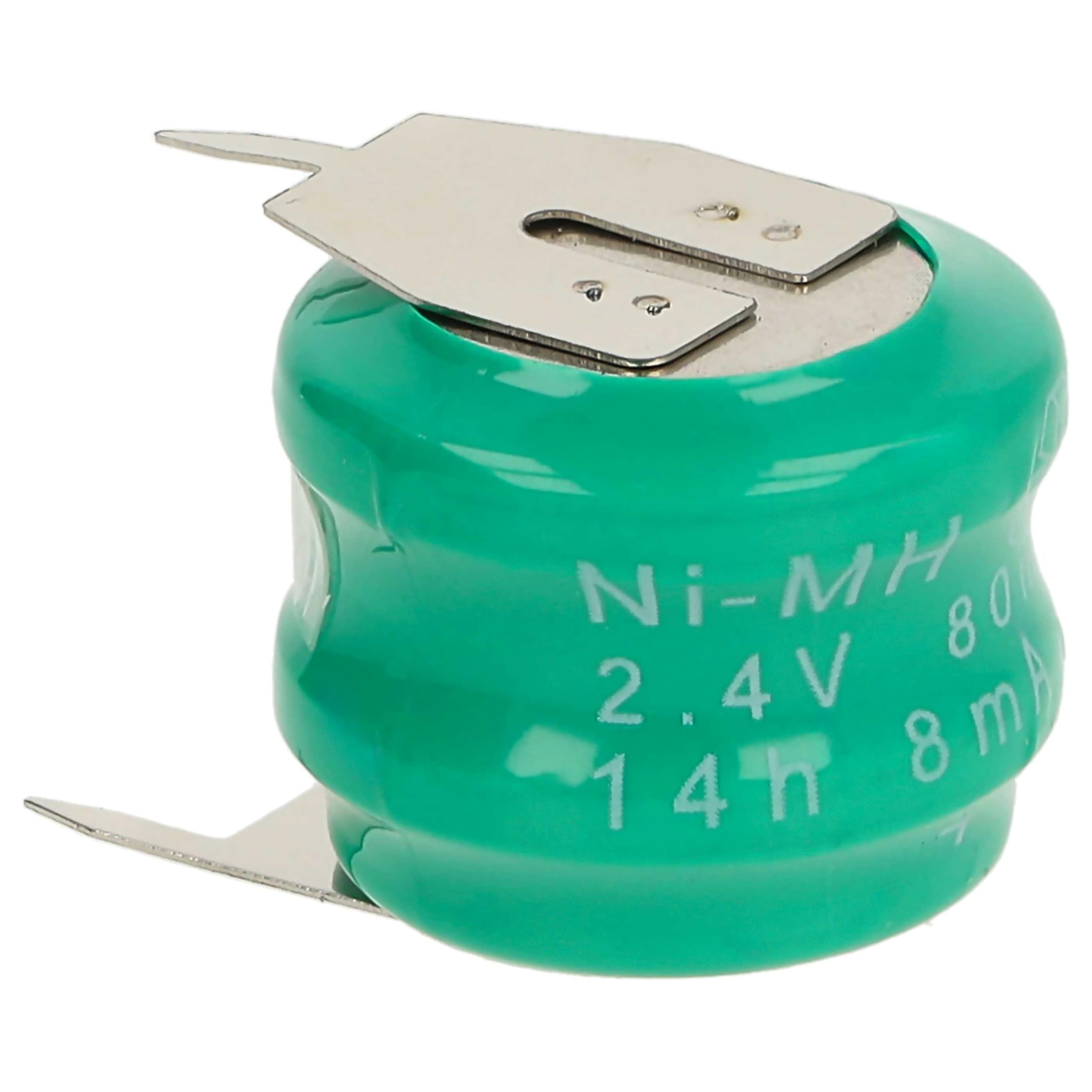 vhbw 100x NiMH Batería de botón de Repuesto Tipo V80H 3 Pines 80 mAh 2,4 V Compatible para lámparas solares, etc.