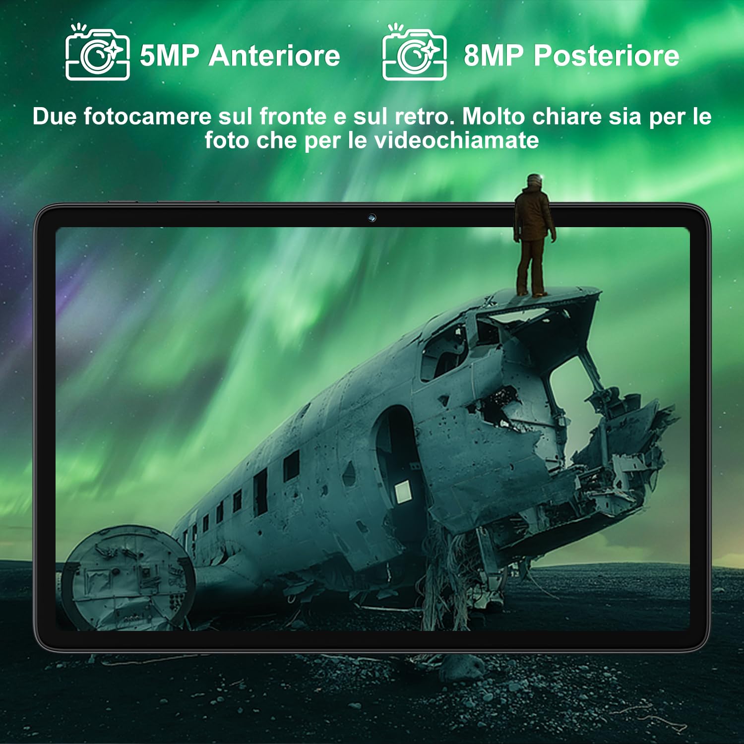 Tablet 10 Pollici Android 15 con Gemini AI, 22GB RAM + 128GB ROM+2TB Esp., Octa-Core, 5G WiFi, BT 5.0, 8000mAh, Widevine L1, Fotocamera 8/5 MP, Tastiera Mouse Custodia, Corpo in Metallo - Grigio