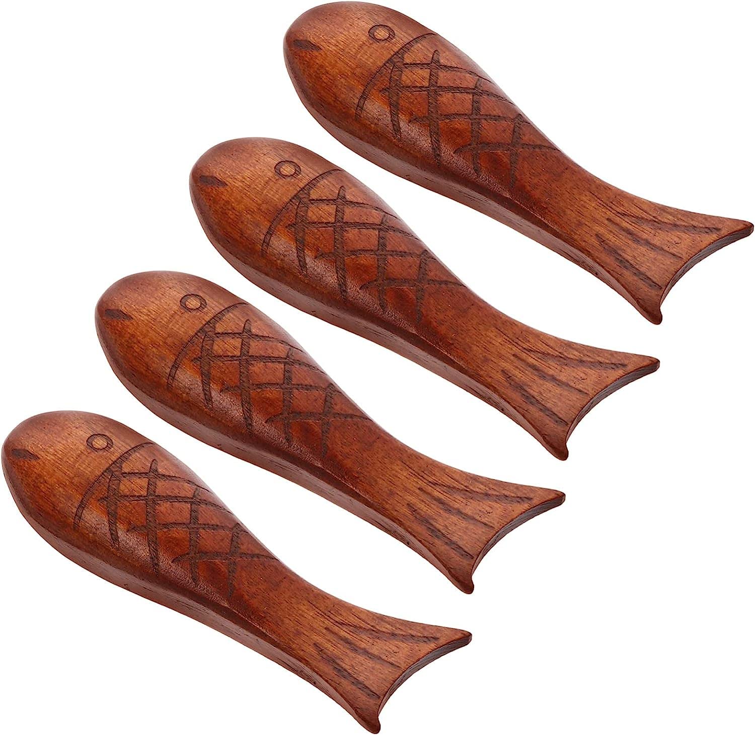 MRKU Chopstick Rest Chopsticks Holders Restaurant 4pcs Wooden Fish Shape Dinner Spoon Stand Fork Stands Kitchen Utensil Cutlery