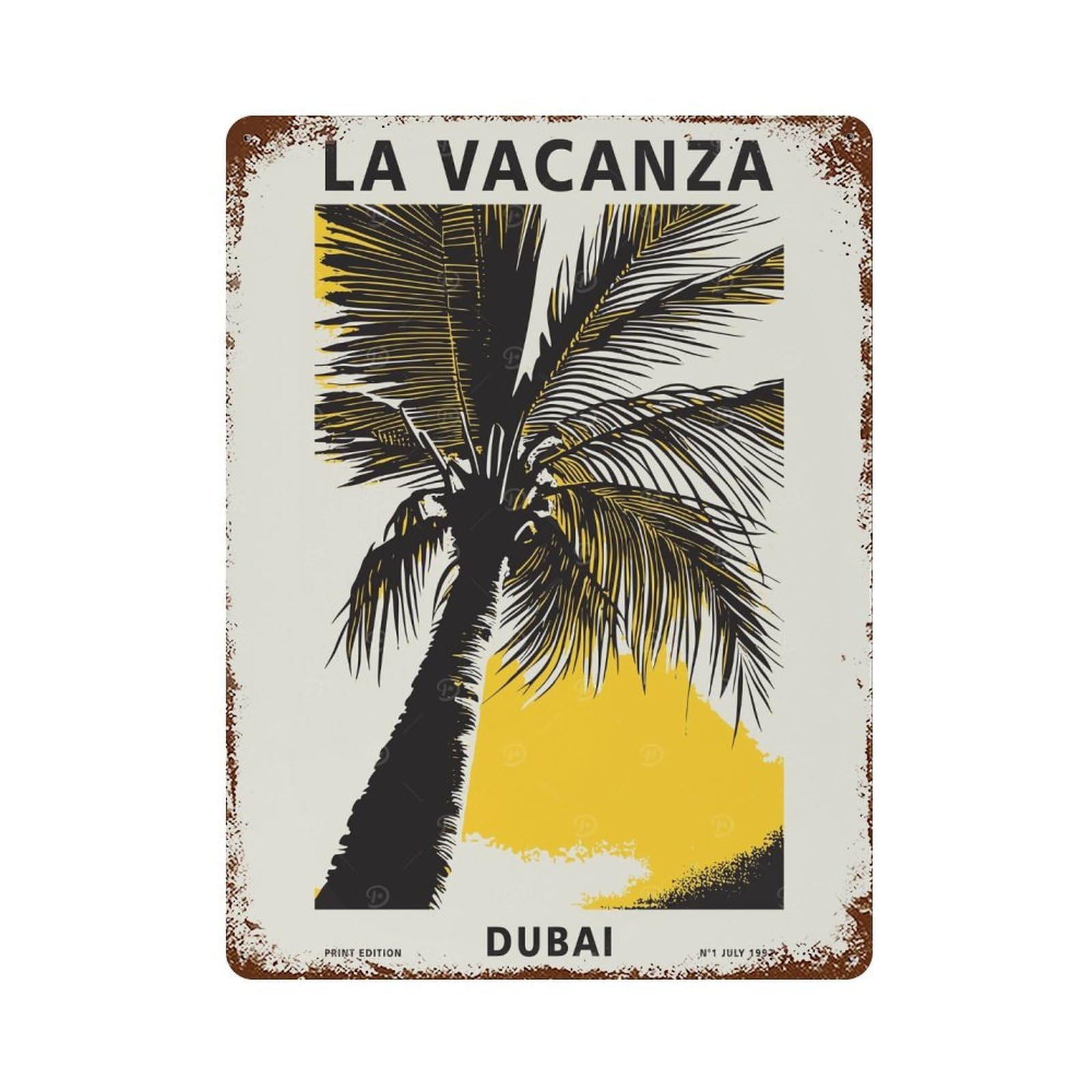Rustic Tin Plaque Dubai Paradise Poster 15.7"x11.8", Vintage Wall Decor for Pub, Kitchen And Man Cave Decor