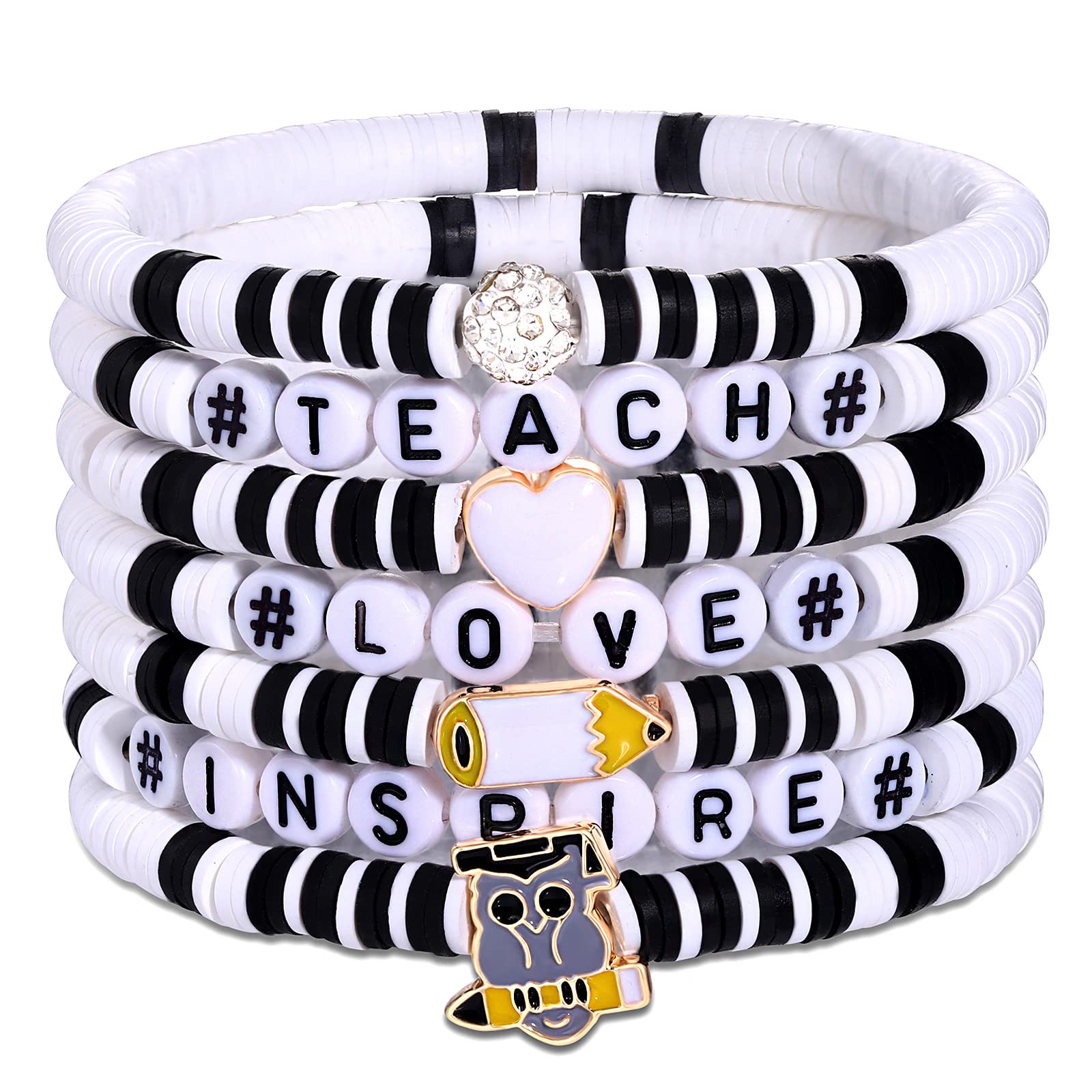 XOCARTIGE Surfer Heishi Bracelets for Women Stackable Rainbow Vinyl Disc Clay Beaded Stretch Bracelets Elastic Layering Friendship Bracelets Boho