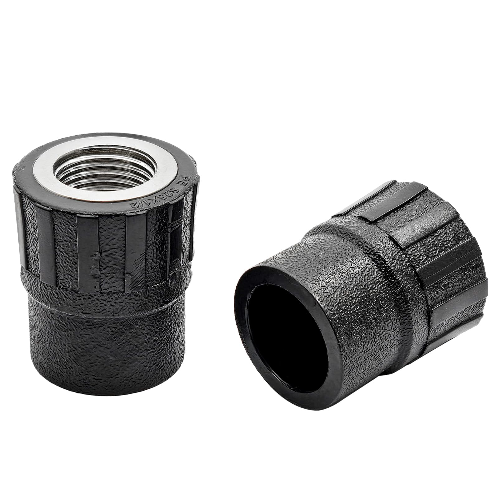 Adaptateur PVC raccord femelle G1/2" vers 25mm en lot de 2 pièces noir
