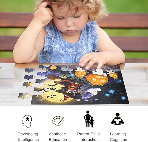 Miniatura 3 de Rompecabezas de Halloween para niños, rompecabezas de Halloween de 100 piezas para niños pequeños, rompecabezas educativos preescolares de
