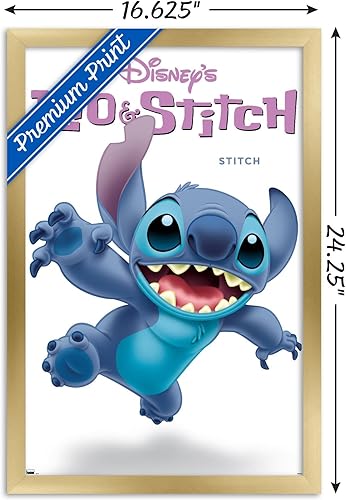 Miniatura 3 de Trends International Disney Lilo and Stitch - Póster de pared de la serie Stitch Feature Series, 14.72 x 22.37 pulgadas, versión enmarcada en oro
