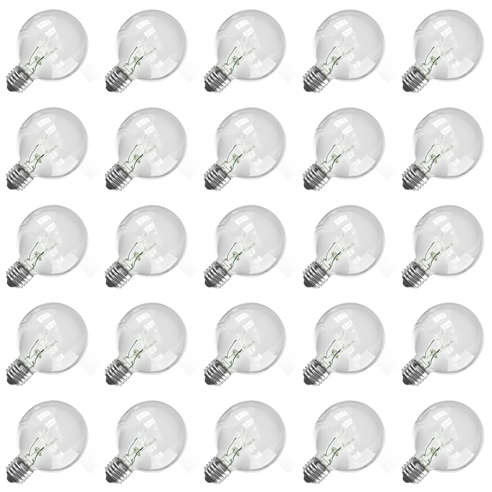 Clear Globe G40 Candelabra Screw Light Bulbs, C7 E12 Socket with Candelabra Screw Base, Incandescent Bulbs Replacement for G40 Bulbs 5W Each Bulb
