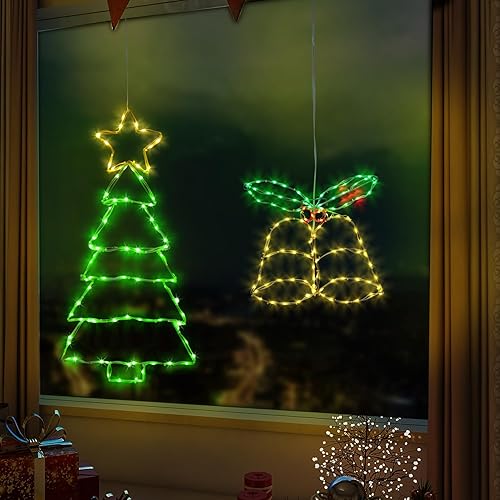 Miniatura 6 de PIXFAIRY 2 Pcs Christmas Window Decorations, Battery Powered Christmas Window Lights, Christmas Window Silhouette LED Light, Christmas Decorations