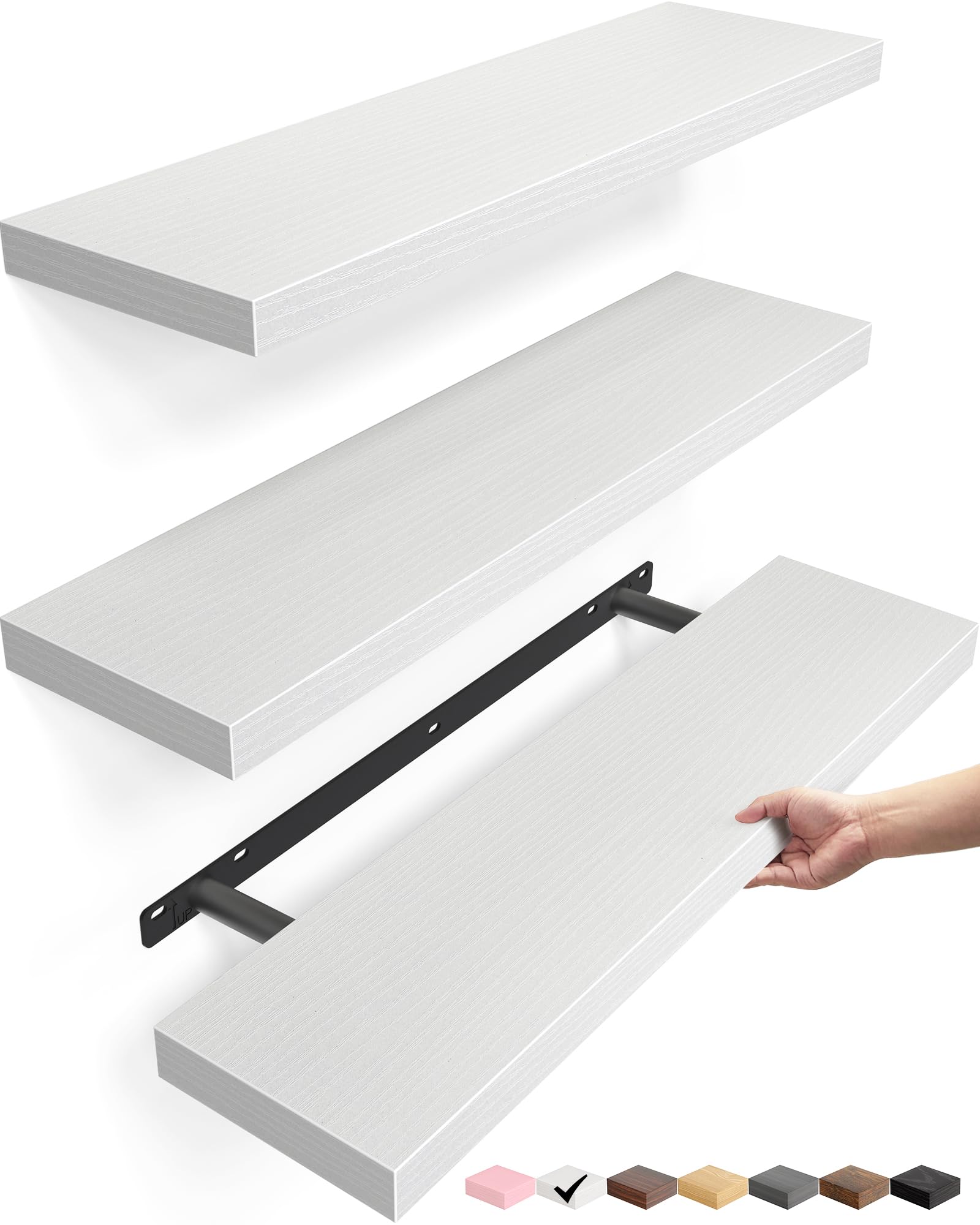 Grey Floating Shelves - Set of 2 -17