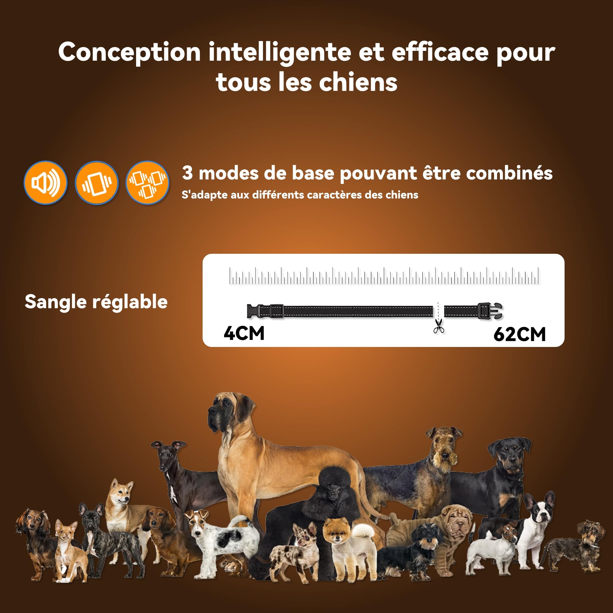 Collier de Dressage, Conformes à La Nouvelle Loi 2025 - Collier Vibrant - Portée de 2500 Mètres, Rechargeable avec 4 Modes Lumières LED/Son/Vibration/Forte Vibration, Résistant à l'eau IP67