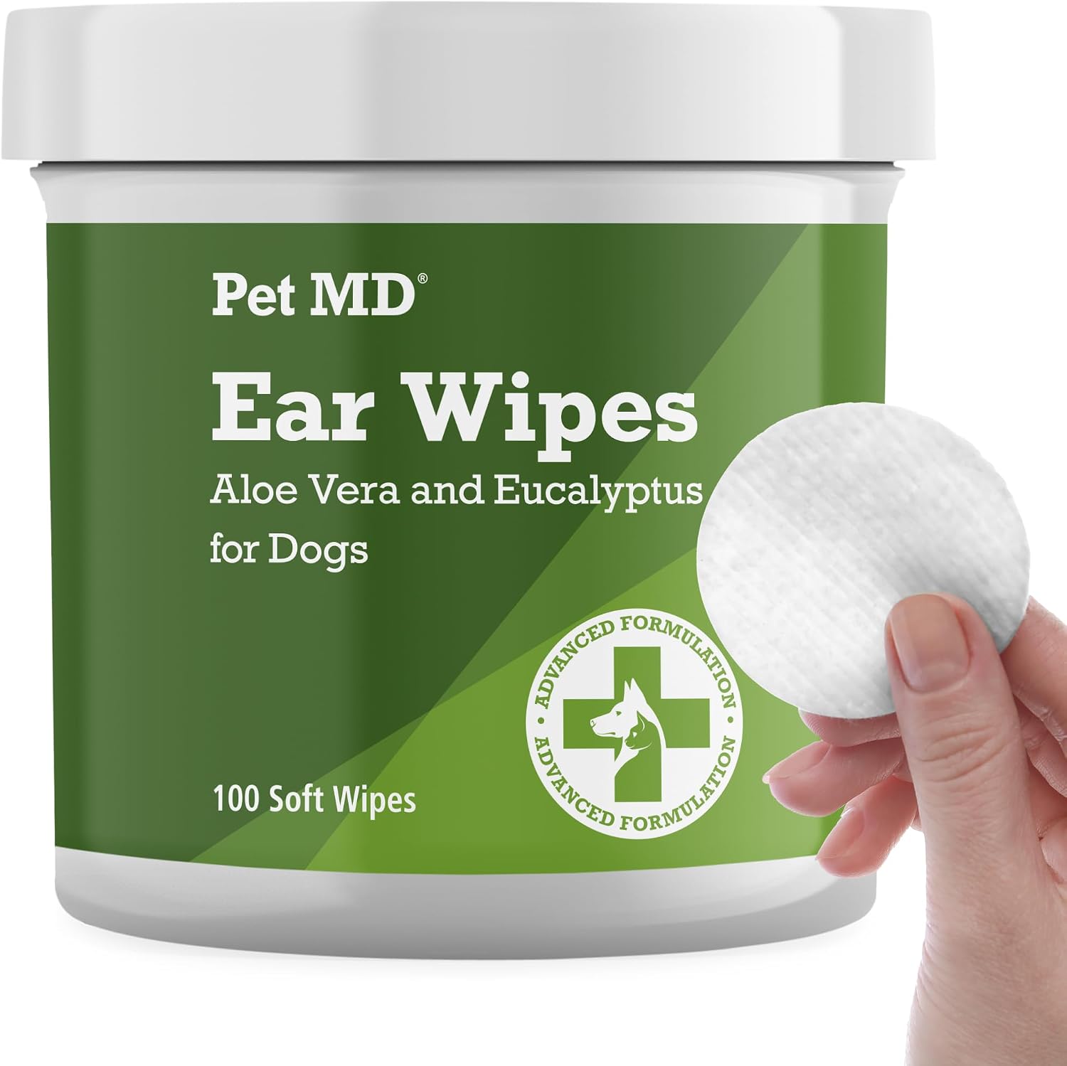 Pet MD dog ear cleaning wipes tub