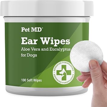 Pet MD Dog Ear Cleaning Wipes Otic Cleanser for Dogs - 100 ct