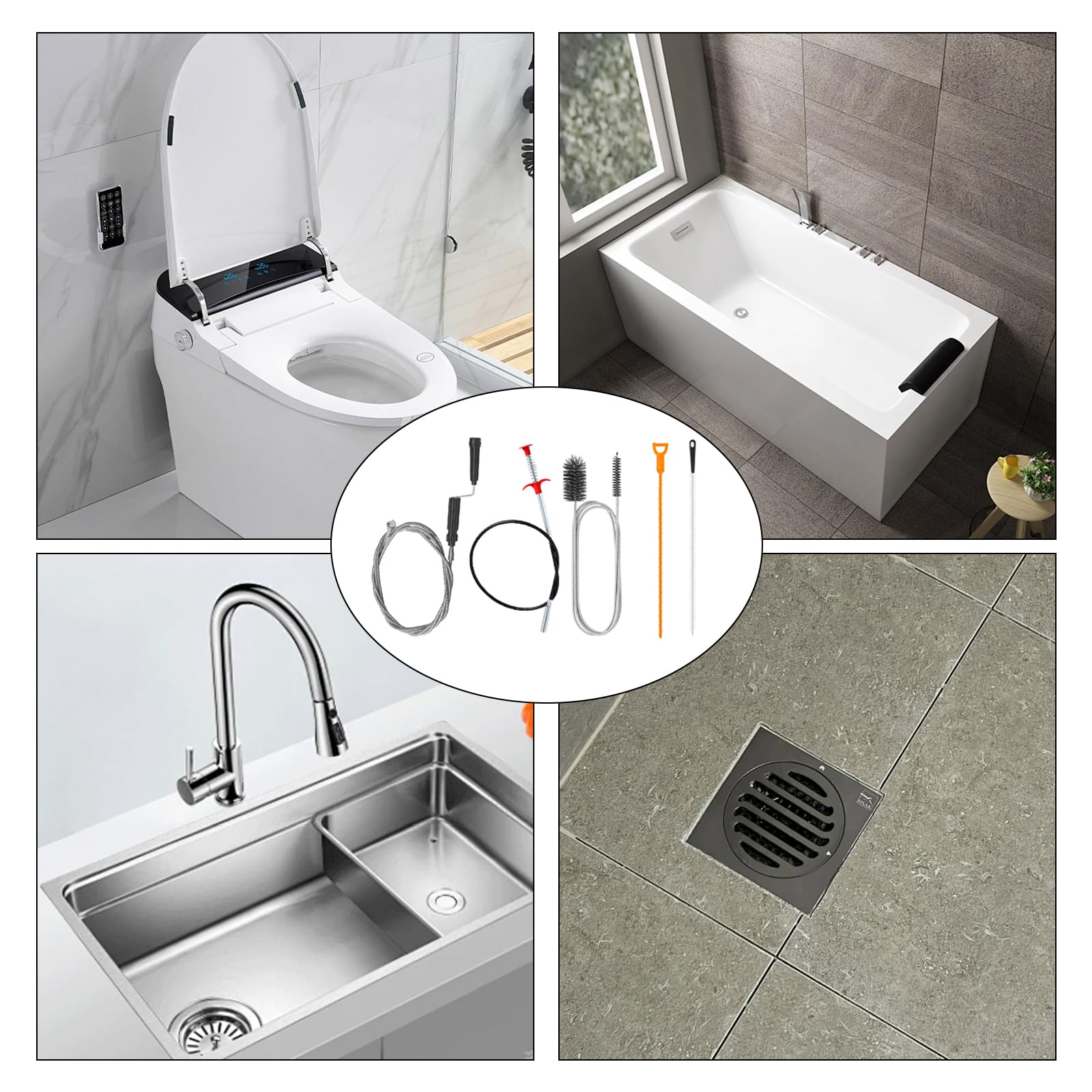 2 strumenti flessibili per rimuovere gli intasamenti dei capelli, con artiglio, per lavello, cucina, bagno, WC, scarichi idraulici, sbloccanti, spazzola per la pulizia