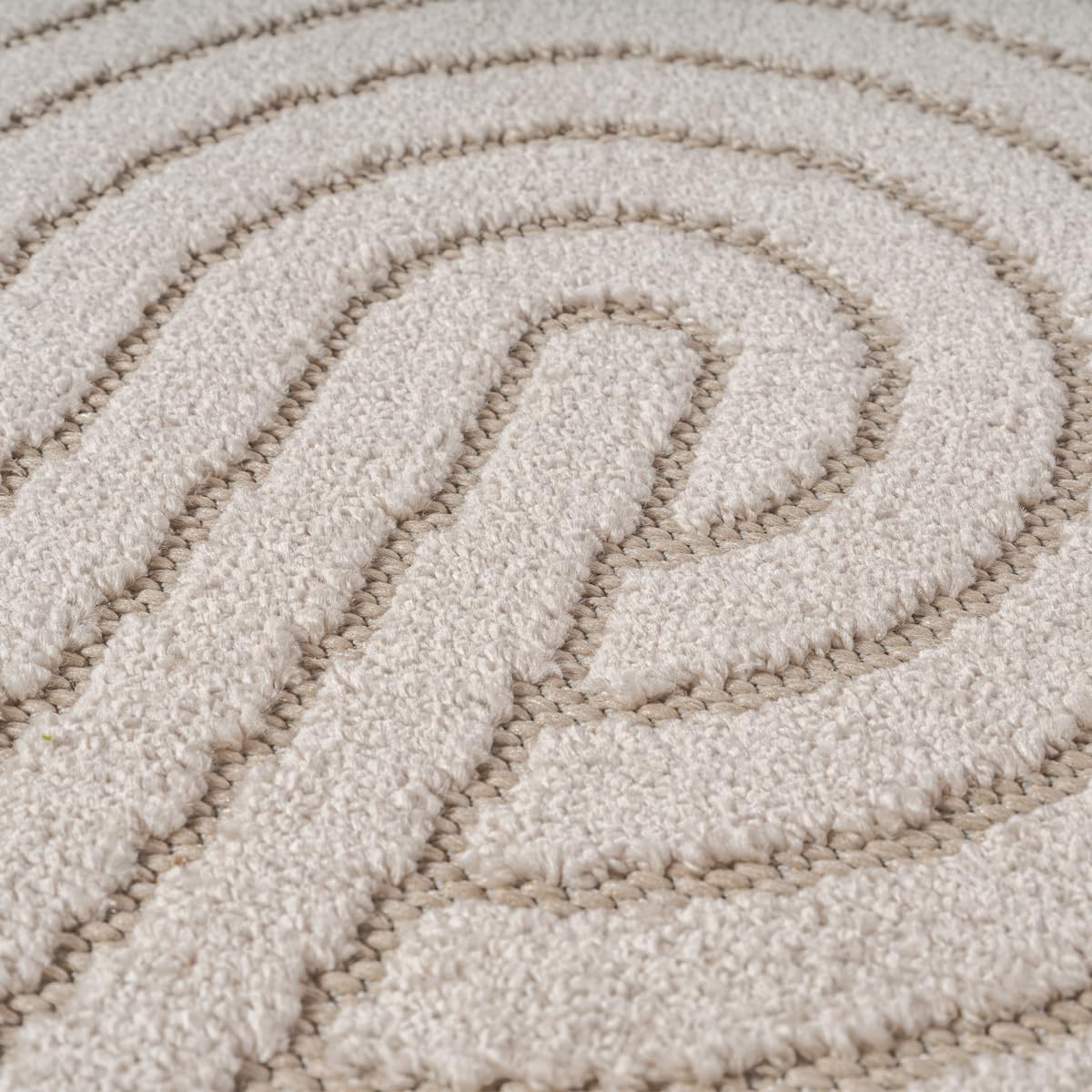 the carpet Santo Plus Outdoor Teppich – Wetterfest & Pflegeleicht, Balkon Teppich, Terrasse & Garten, Flachgewebe Indoor & Outdoor, Modern für Wohnzimmer & Schlafzimmer, Beige, 160 x 230 cm Shape