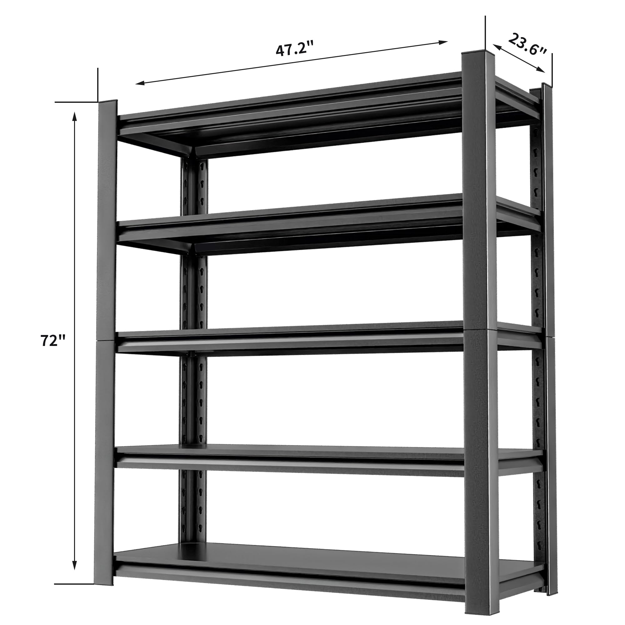 OLLRRACT Metal Garage Storage Shelving Unit, 5-Tier Heavy Duty Adjustable Utility Shelves, Industrial Steel Shelving for Garage, Warehouse, and Storage Solutions 24