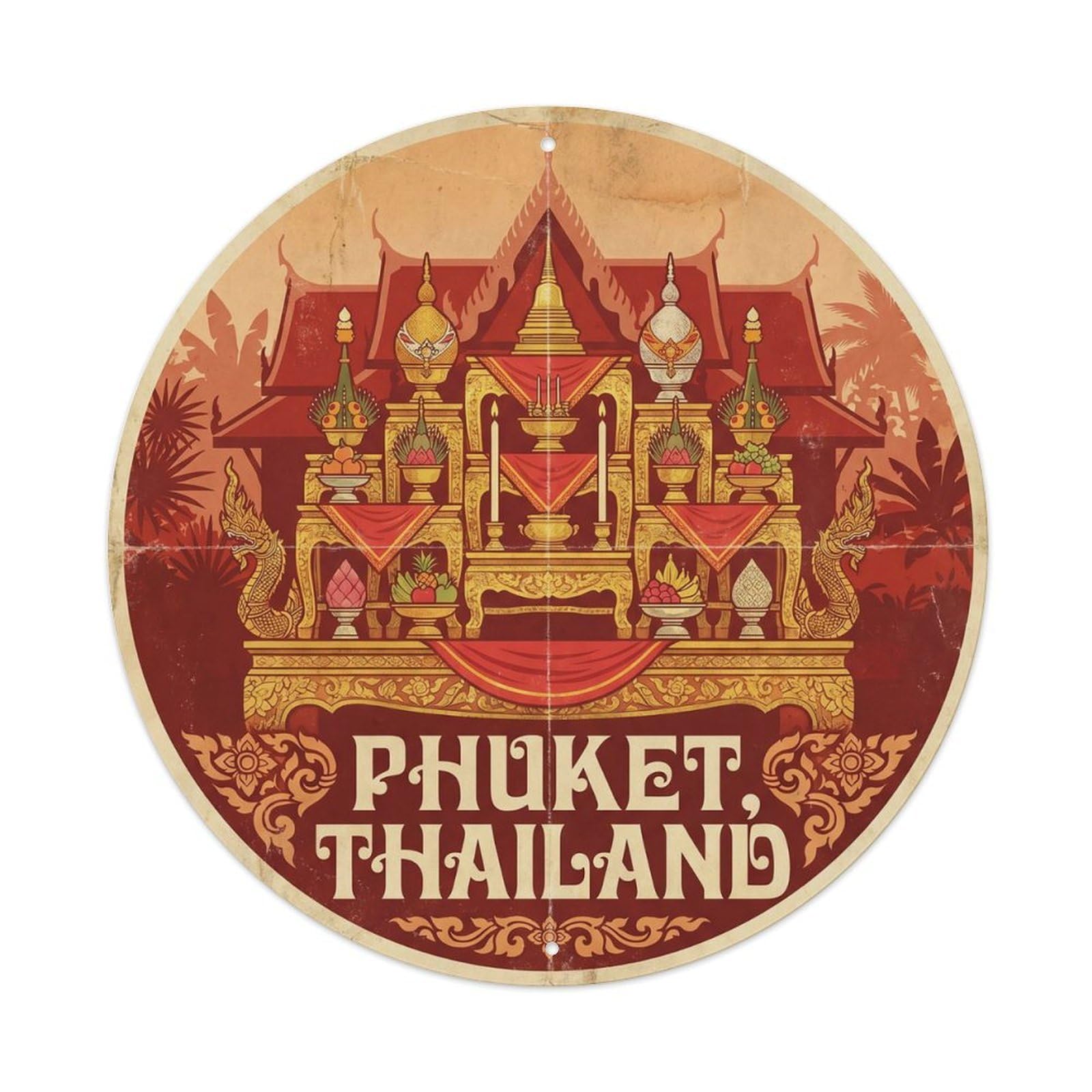 Phuket Temple Offering Altar Island Culture Religious Metal Tin Sign