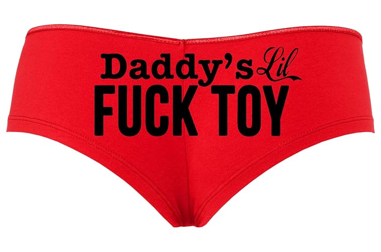 Knaughty Knickers Daddys Little Lil Fuck Toy Fucktoy DDLG BDSM Owned Boyshort Red/Black - Small - Black