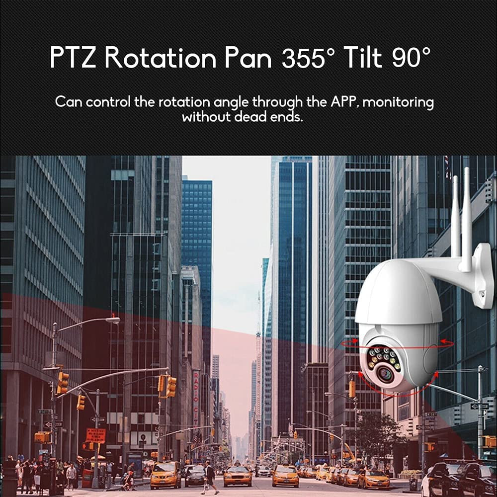 EFAN Telecamera di Sorveglianza WiFi Esterno 1080P HD, Telecamera IP WLAN con Zoom Digitale 4X, Tracciamento Automatico, Audio a 2 Vie Pan 355° & Tilt 90°, Impermeabile IP66 Home Security Camera