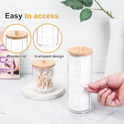 Miniatura 5 de 2 soportes Qtip, soportes dispensadores de bolas de algodón transparente, recipiente de maquillaje de hisopos de algodón, organizador de tarros de