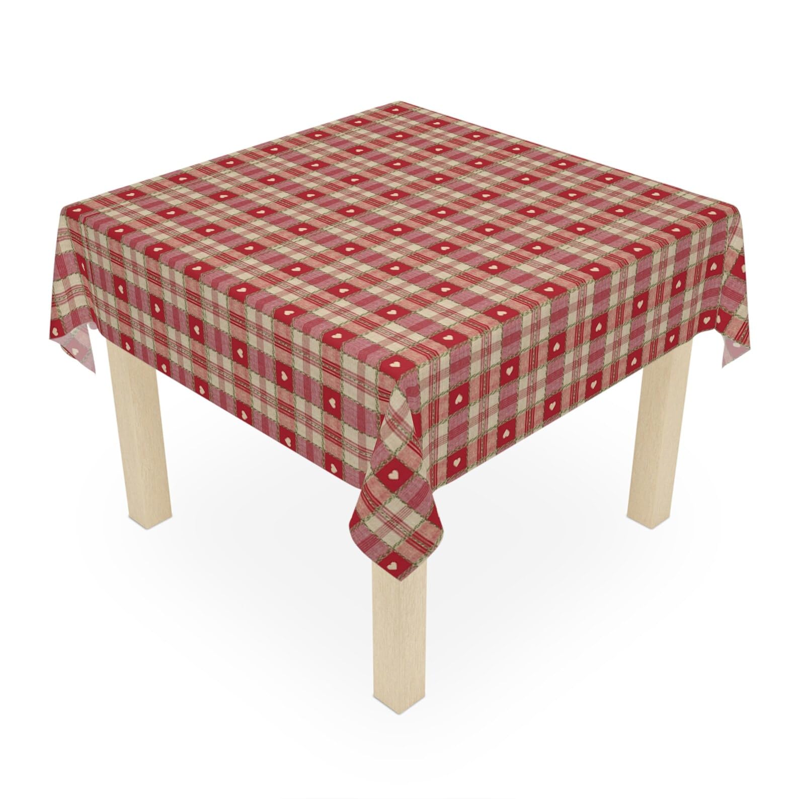 AKAKUS Table Cloth Wipeable Tablecloth PVC Plastic Wipe Clean Waterproof Square Table Cover Protector for Kitchen Picnic Outdoor Indoor (Red, 137x137.cm (54"x54" inch))