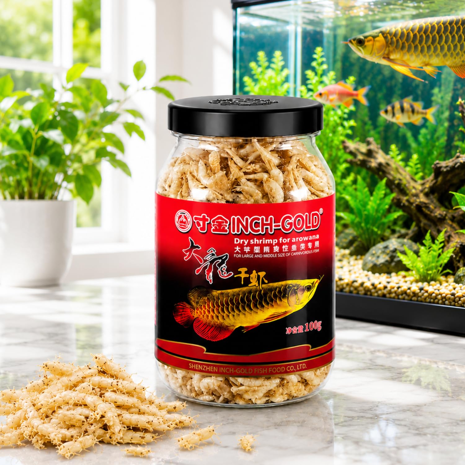 Inch Gold Dry Shrimp for Arowana, 100G | for Large and Middle Size of Carnivorous Fish-image-7