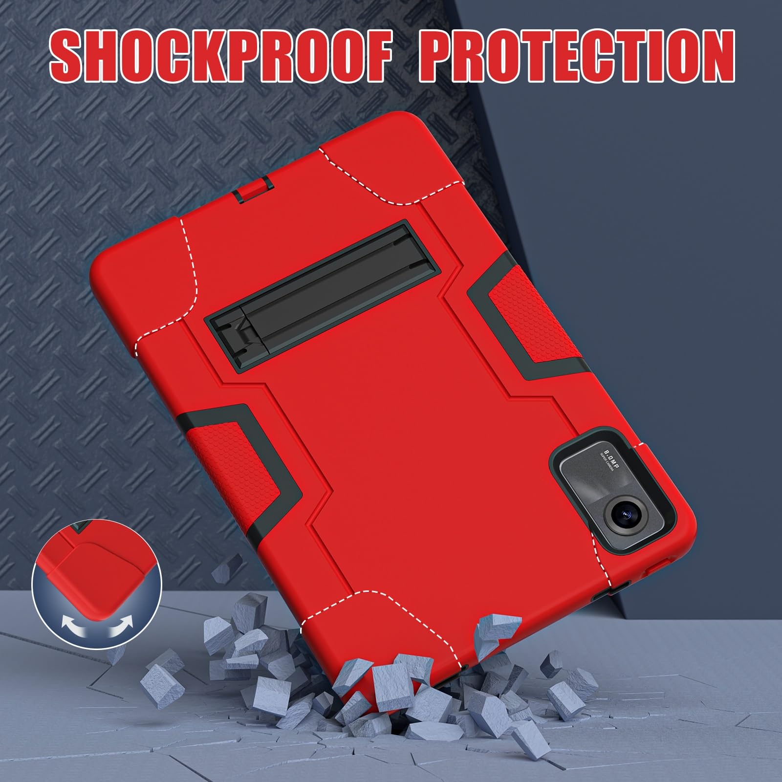Custodia protettiva per tablet PC custodia protettiva compatibile con Xiaomi Redmi Pad SE 11 "(2023) custodia in silicone per tablet con cavalletto, guscio resistente antiurto robusta copertura