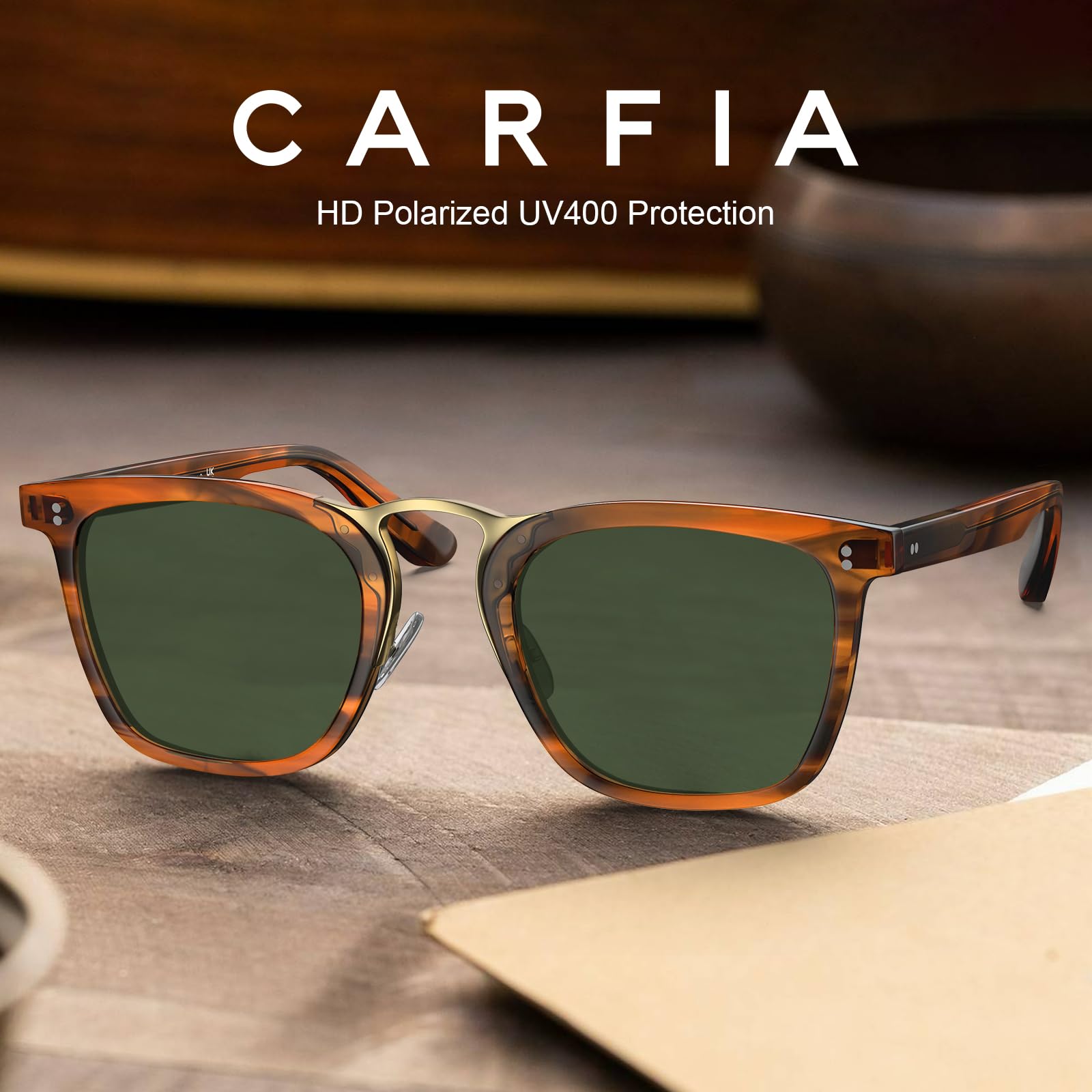 CARFIA Acetate Sunglasses for Men Polarized UV400 Protection CA5107