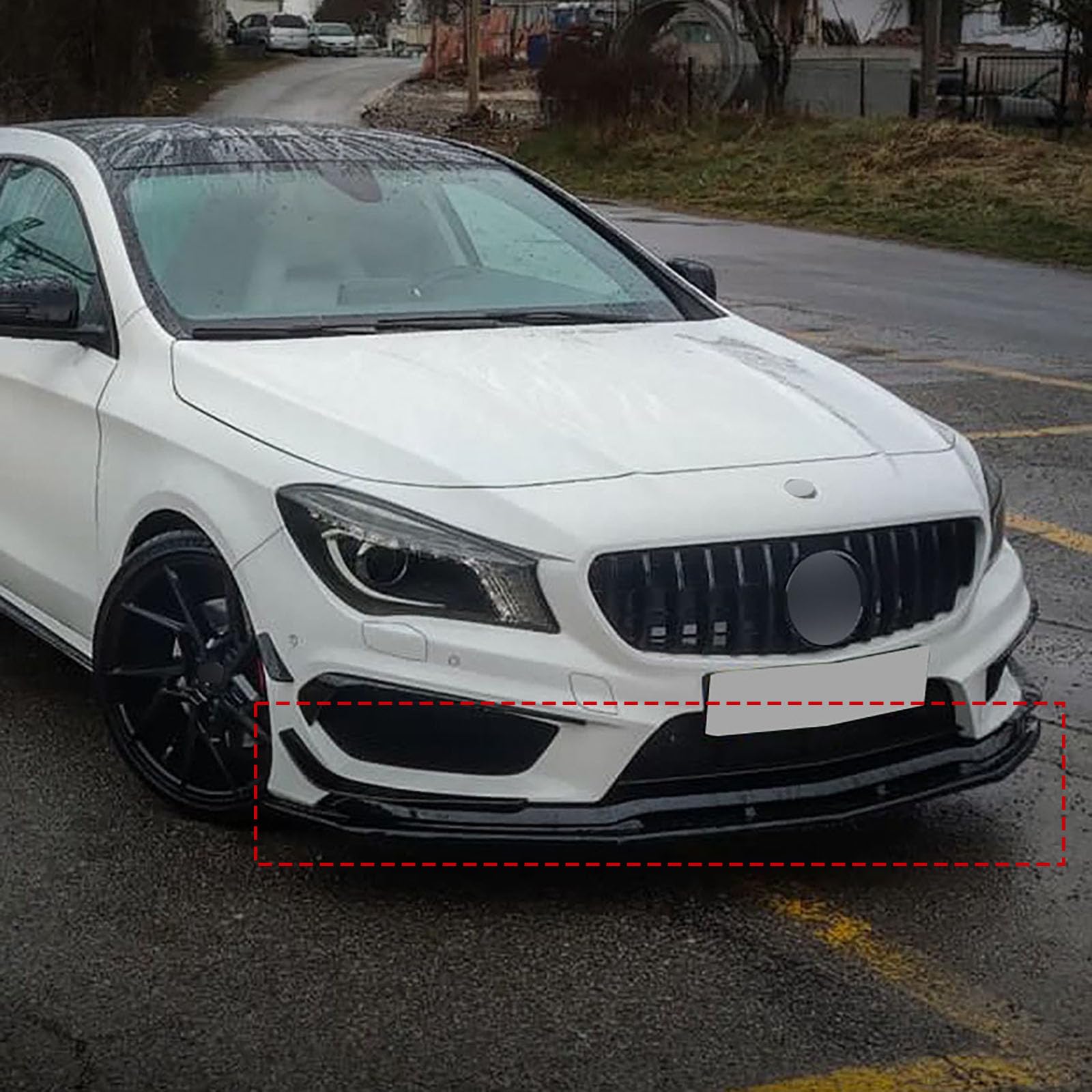Kompatybilny z Mercedes-Benz CLA-Class C117 CLA200 260 CLA45 AMG 2013-2015, przedni spojler, Car Lower Body Kit Splitter Car Styling akcesoria zewnętrzne, błyszczący czarny