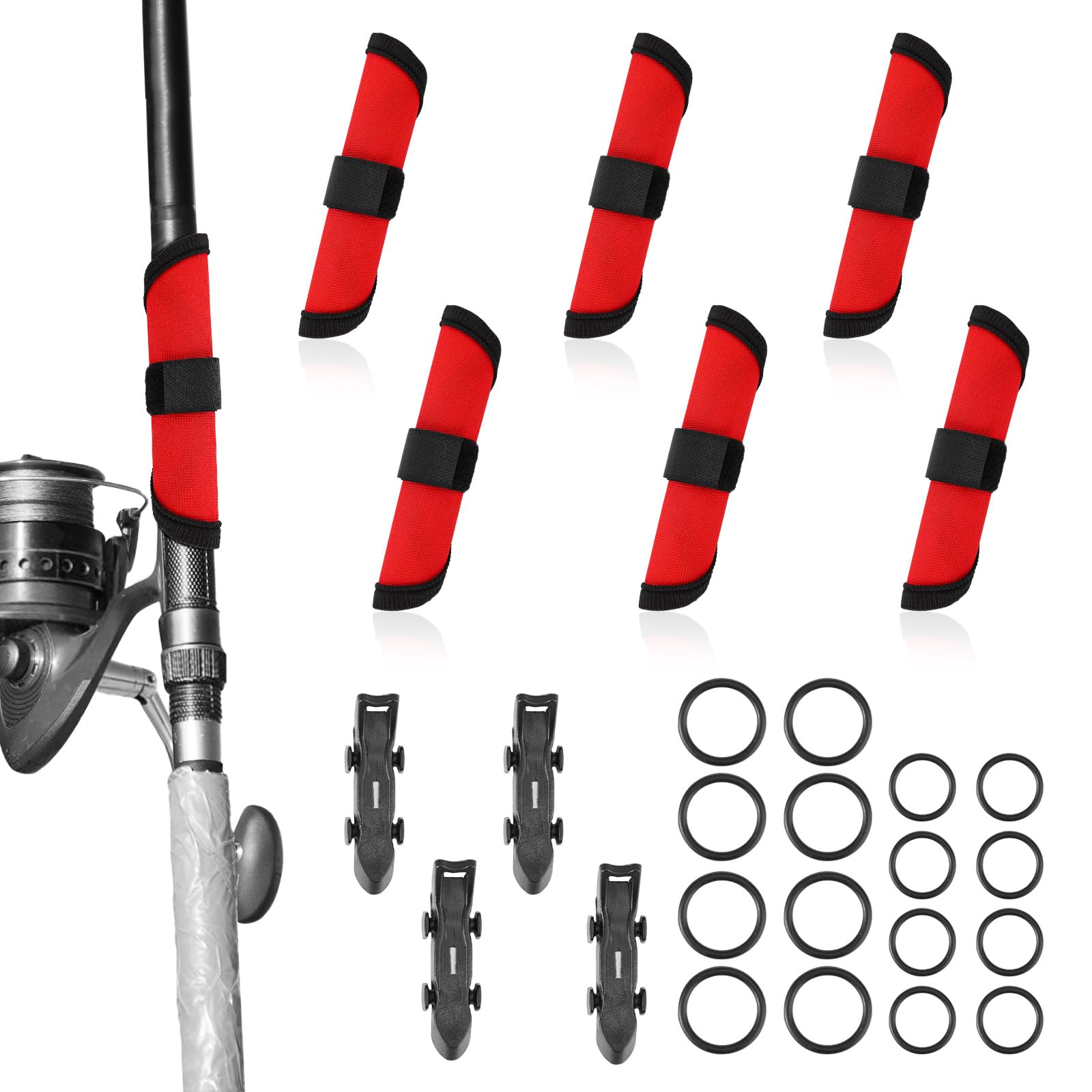 6 Coperture Protettive Per Ami Da Pesca In Tela Rossa, 15.9 Cm, Maniche Per Esche E Canne, Antigroviglio, Accessori Sicuri Per Pescatori - 5