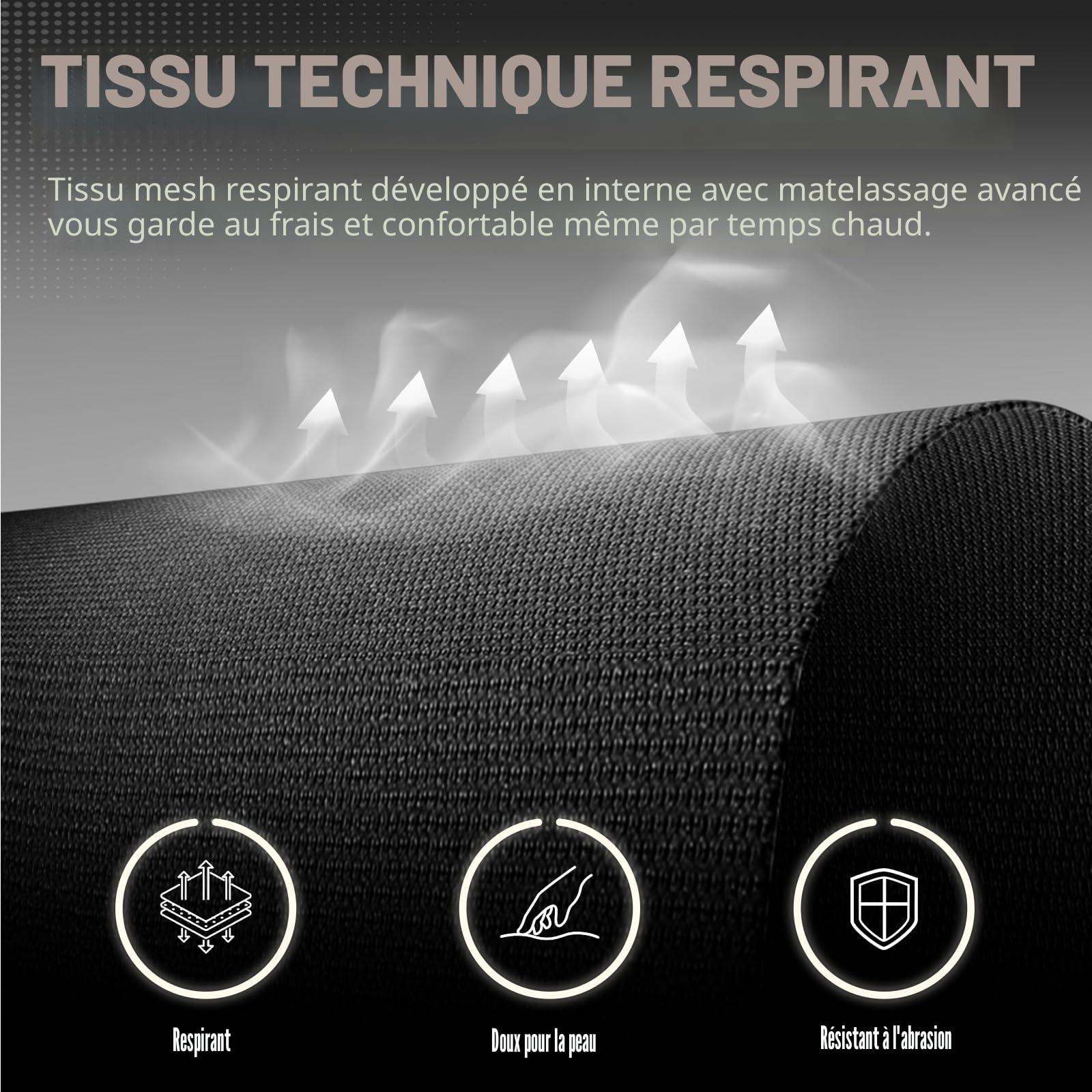 GTPLAYER Chaise de Gamer, Chaise de Bureau, Respirante, en Tissu de qualité supérieure, Ergonomique, réglable et pivotante, avec Repose-Pieds, Supporte 150 kg, Noire