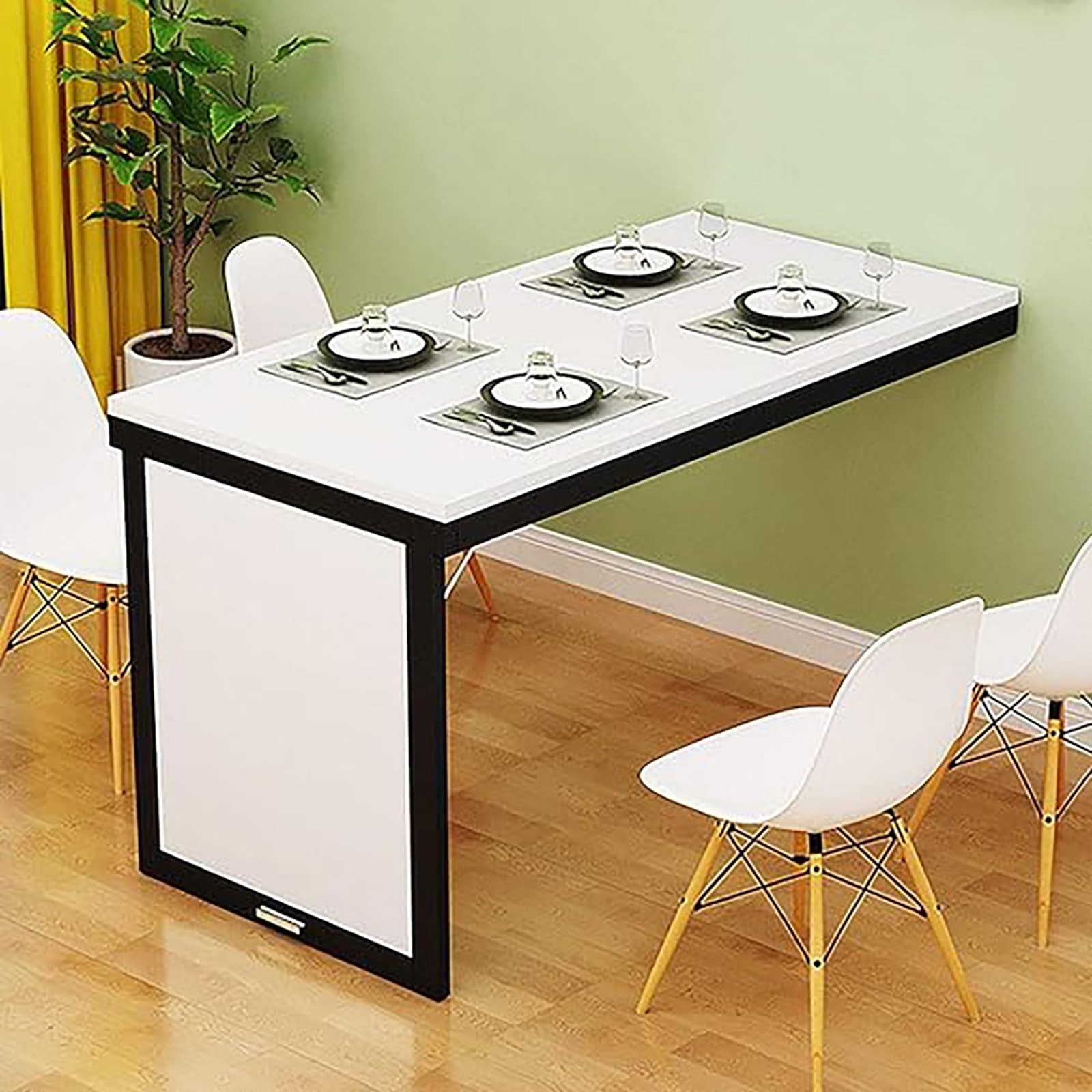 GHFXSCV Modern Wall Mounted Folding Dining Table Space Saving Wood Foldable Kitchen Table Desk for Home Office Wall Mountable Dining Table (31.5"x15.7"x29.5" White B)