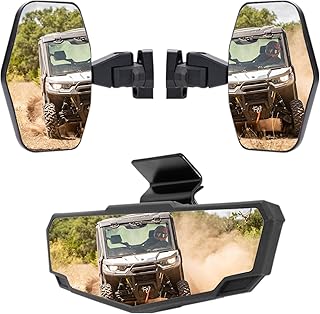 Rear View Mirror and Side Mirrors Kit for Can-Am Defender Defender MAX 2016-2023, A & UTV PRO Adjustable Break-Away Folding Convex Rearview Mirror Accessories, Replace OEM # 715002459