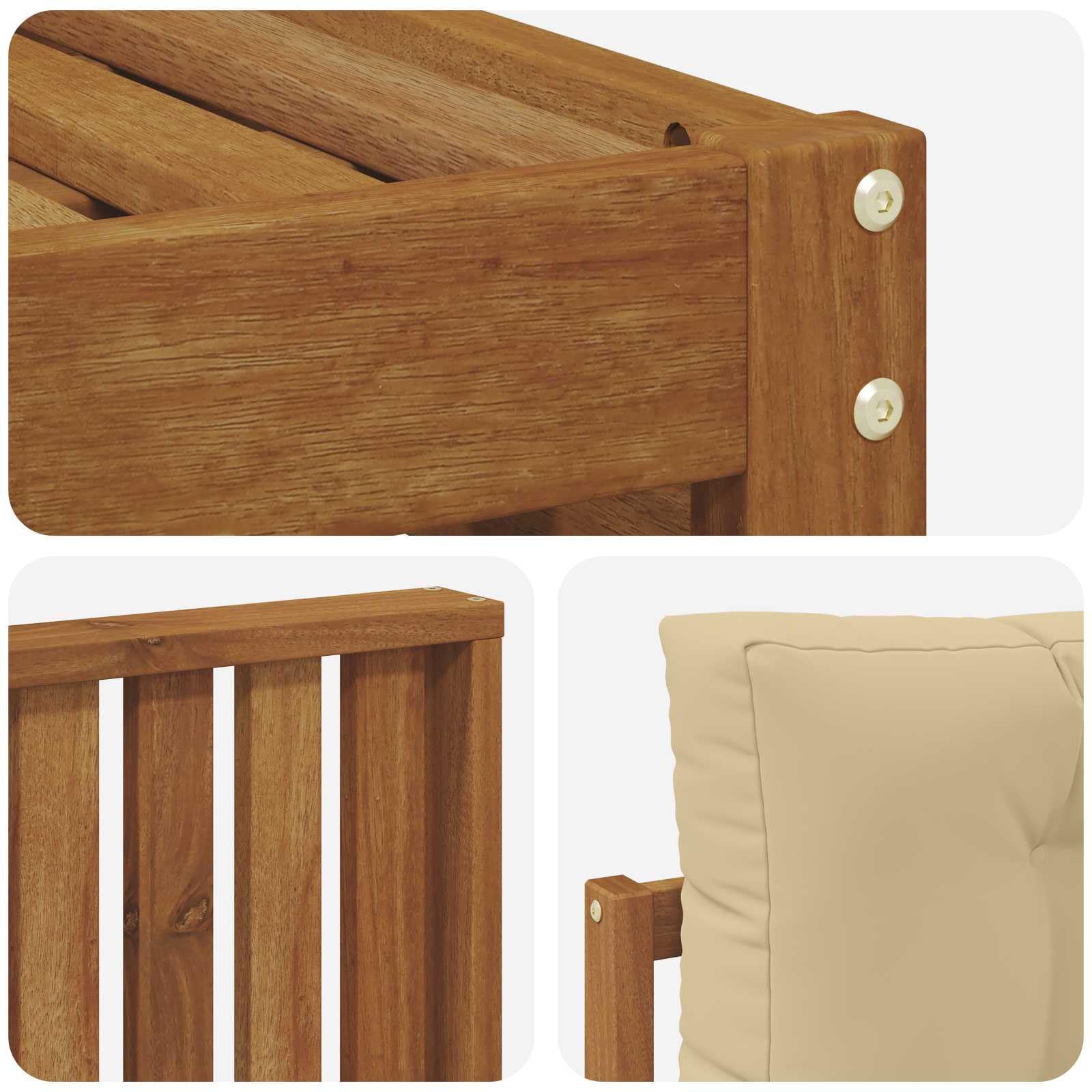 vidaXL Zestawy sof 7 pcs Naturalny i Beżowy Lite Drewno Akacji, Ogród, Wygodny zestaw wypoczynkowy, Siedzenie na zewnątrz, Patio, Nowoczesny taras, Meble wygodne