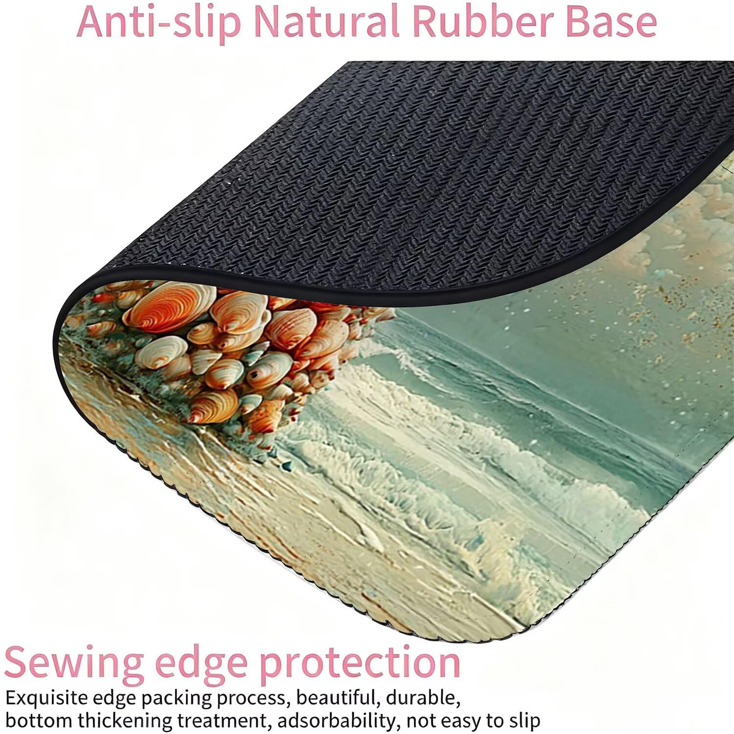 Alfombrilla Ratón XXL – Alfombrilla Escritorio, Conchas De Playa Mouse Pad Mejora Velocidad Precisión, Antideslizante Mousepad, Resistente Salpicaduras Protector Mesa Escritorio 1500x800x3mm j0xk-253