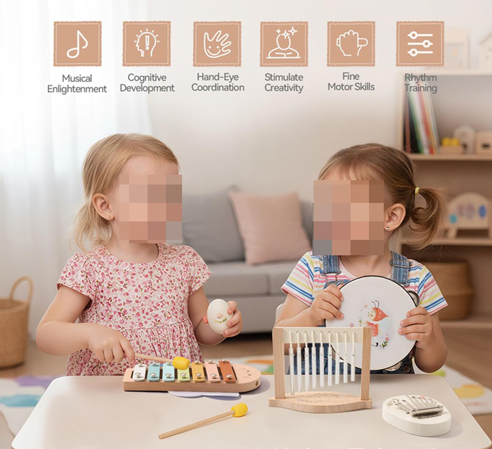 Drewniane instrumenty perkusyjne Montessori, wczesny rozwój sensoryczny słuchu dla niemowląt