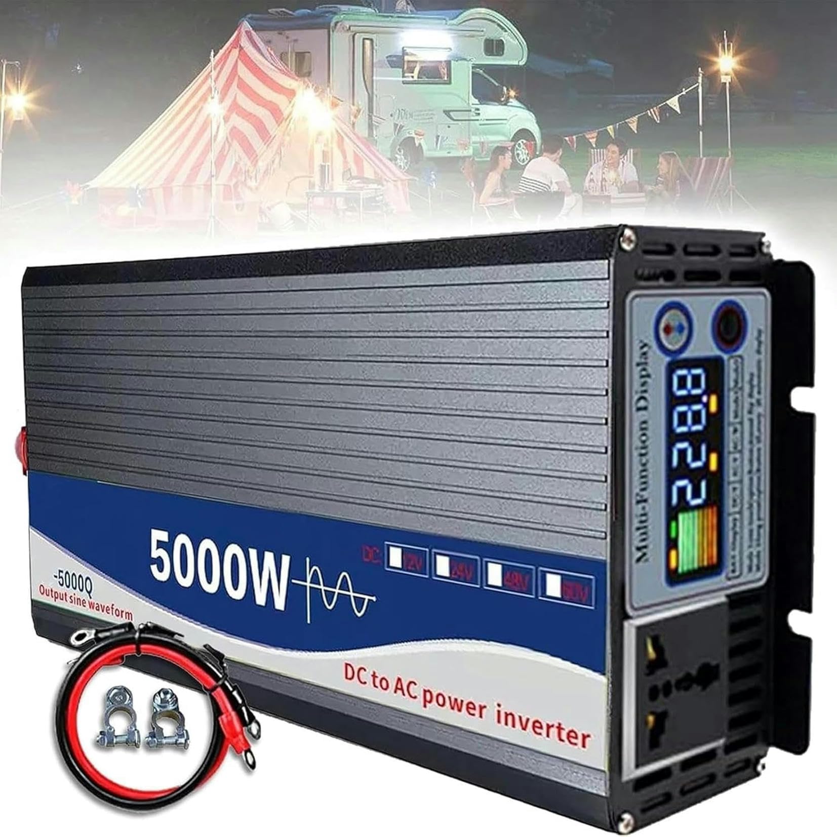 Onduleur pure sinus 5000W convertisseur DC 12V 24V vers AC 220V