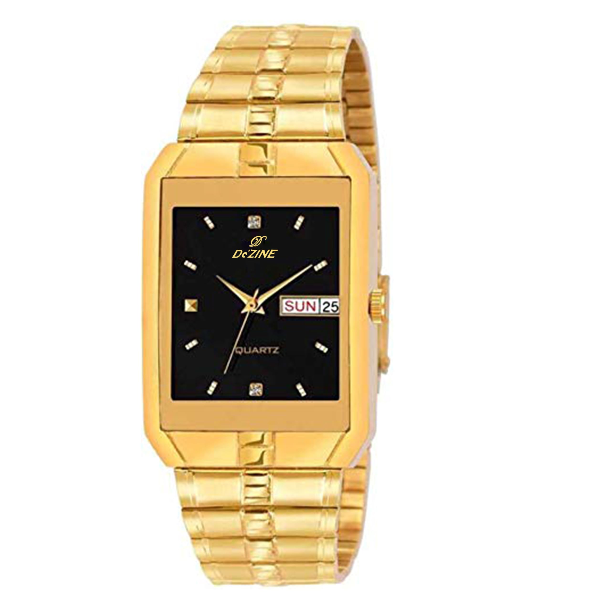 Dezine Mens Day Date Display Golden Analog Watch (Black) (B0DCGDHCB9) Amazon Price History, Amazon Price Tracker