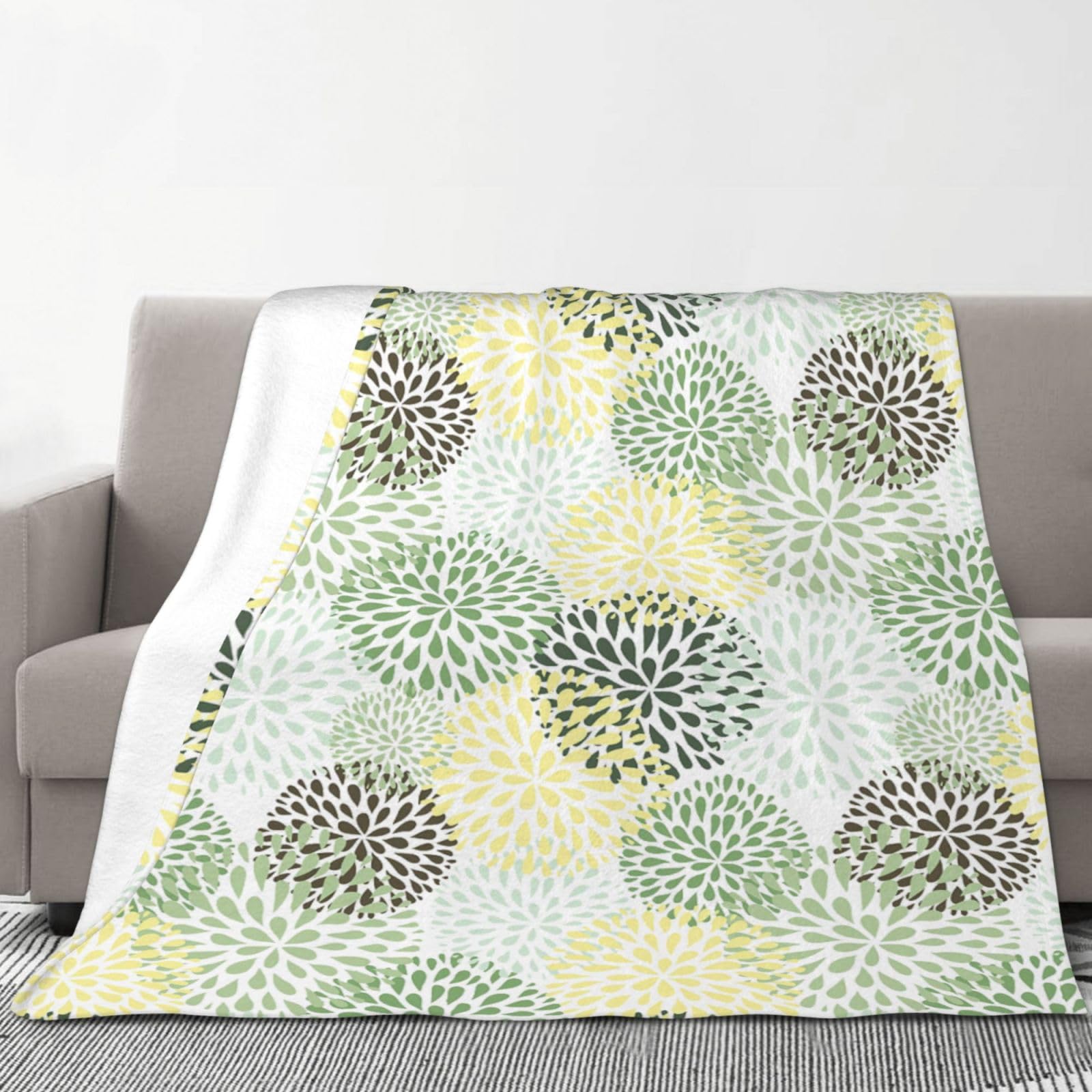 Feyunyan Women's Petals Garden Leaves Flannel Throw Blanket For Couch, Bed, Travel, Blankets 203X178cm, Soft Warm Lightweight Anti-Pilling Fleece Blanket For Adults, Kids, Sofa, Camping & Gifting
