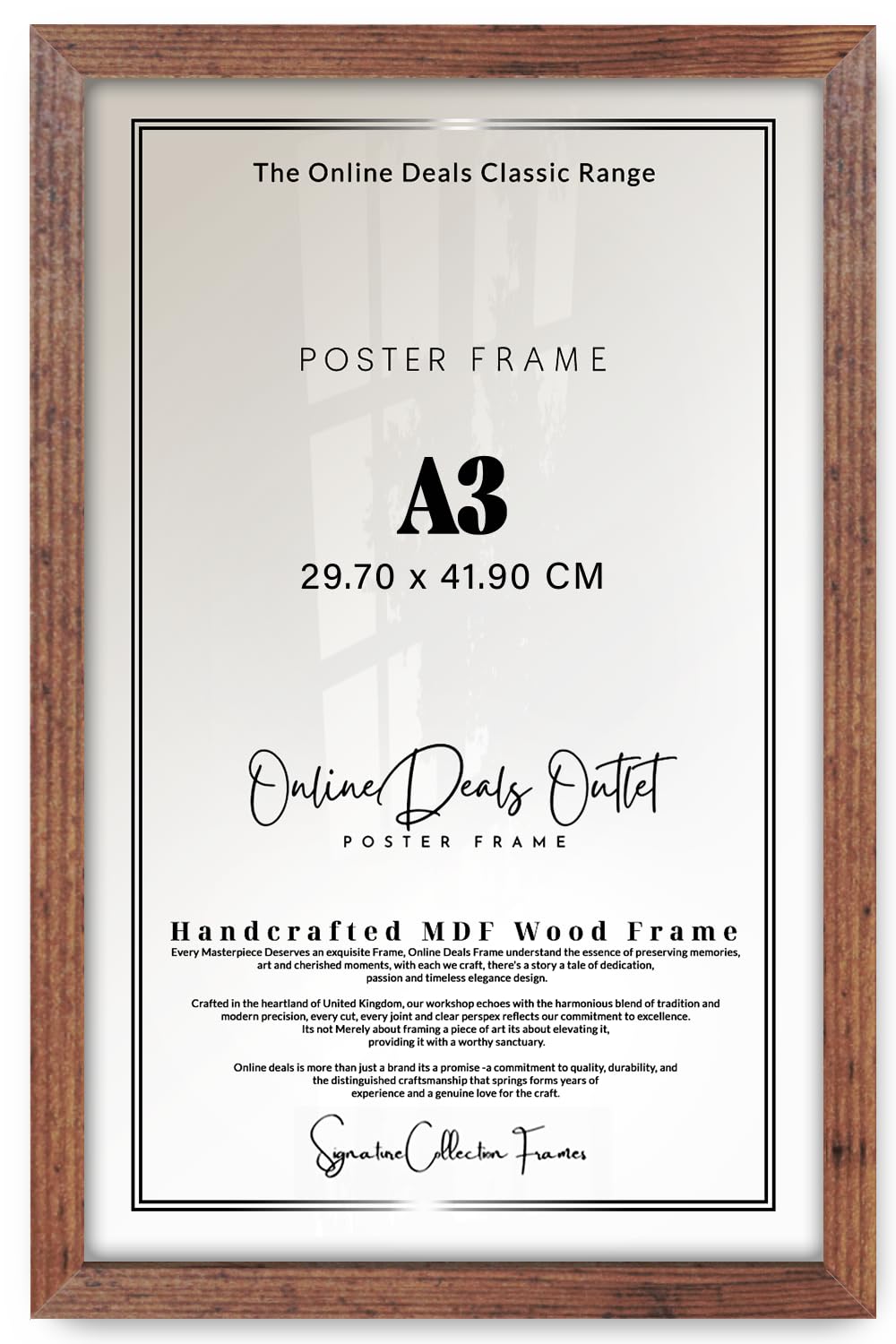 Online Deals | MDF Picture Frame A3 (29.70 x 41.90 CM) 297 x 419 mm for Botanical Art, Floral Wall Prints & Vintage Nature Art, Sturdy MDF Finish, Vertical & Horizontal Hanging [ Rustic ]