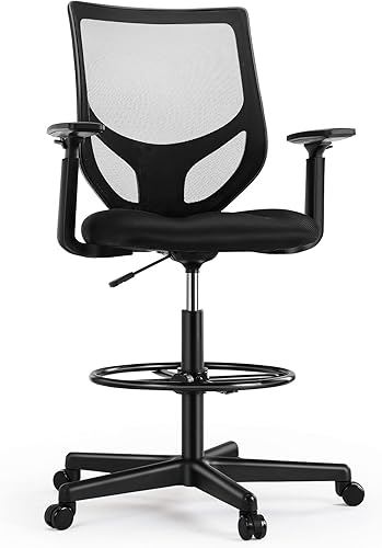 MCQ Silla de dibujo, silla de oficina alta para escritorio de pie, altura ajustable, silla de escritorio de oficina con reposabrazos ajustables y