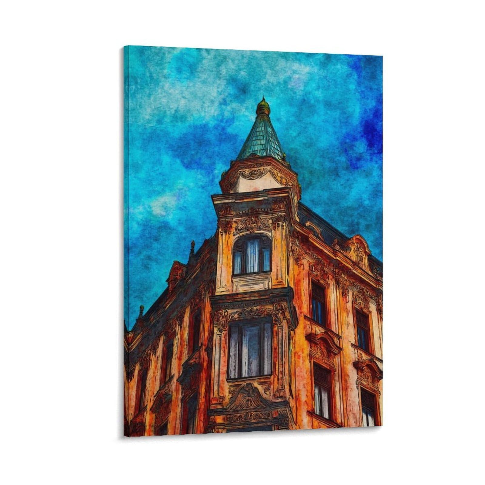 Cnaheiz Frame-Style Leipzig Germany 24X36inch(60X90cm) Vintage Travel Poster Watercolor Canvas Art