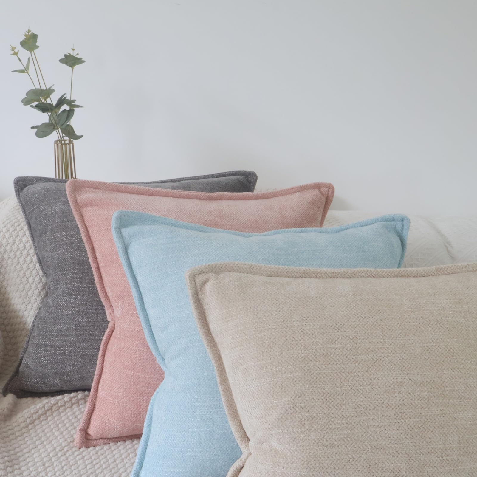 Kussenhoezen voor bank, 45 x 45 cm, bruin, modern, chenille, decoratief, effen, modern, 45 x 45 cm, voor woonkamer, slaapkamer, woonkamer, 2 sets