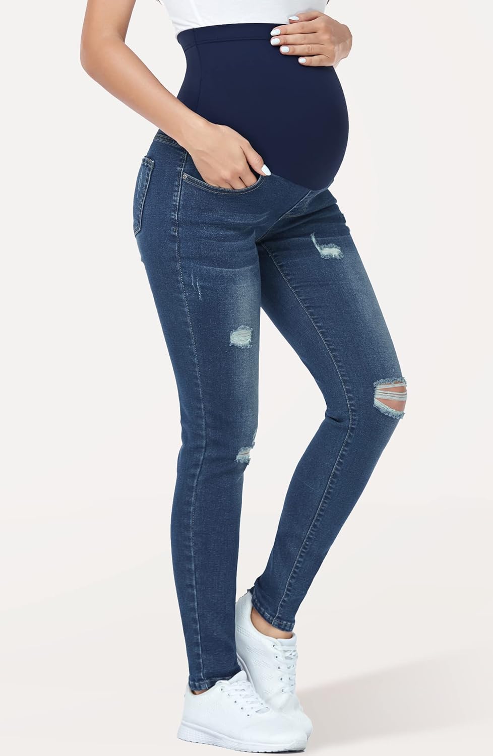 PACBREEZE Women’s Maternity Jeans Over Belly Skinny Stretchy Denim Pants Comfy Slim Pregnancy Pants