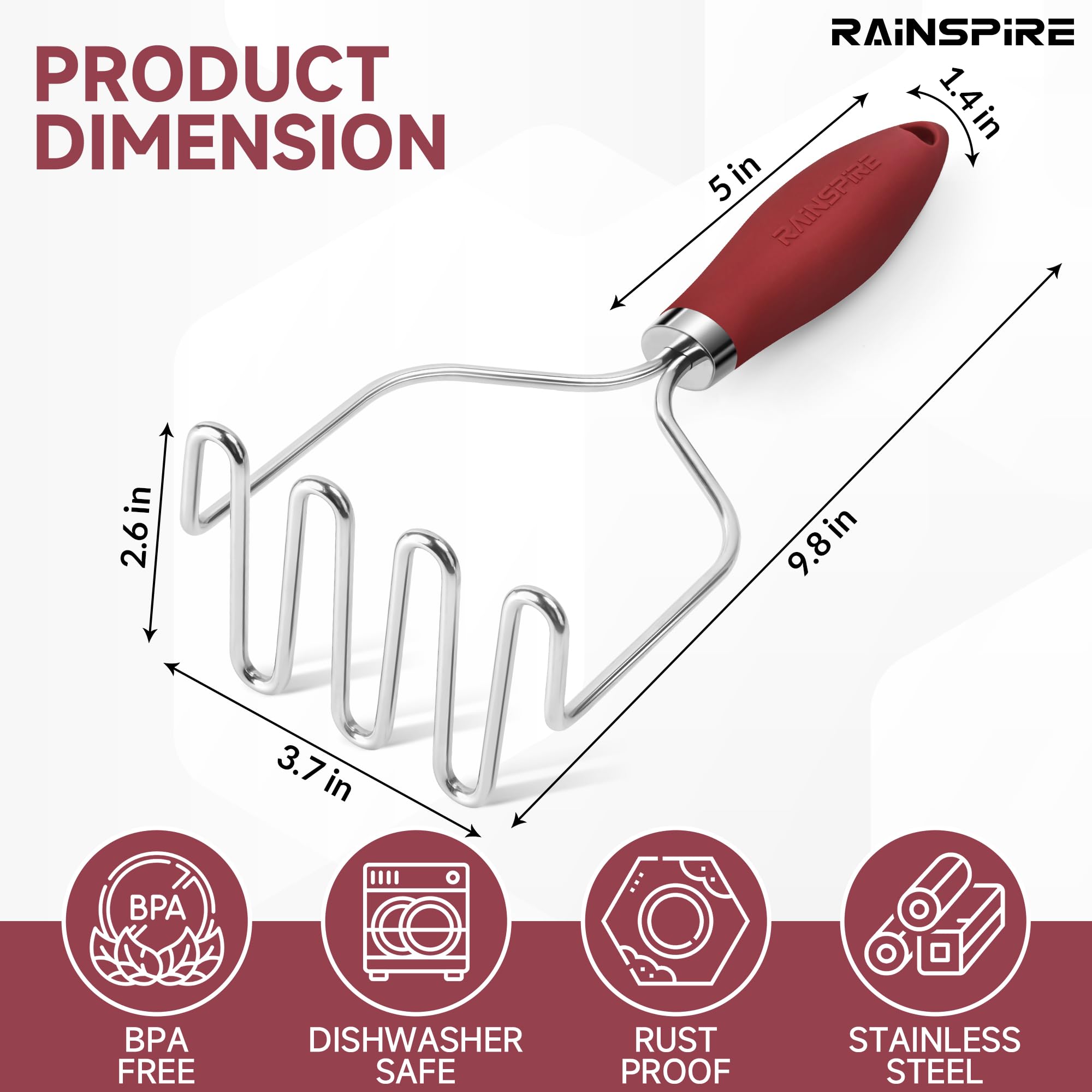 Rainspire Potato Masher - Stainless Steel -3 Rainspire Potato Masher - Stainless Steel -3