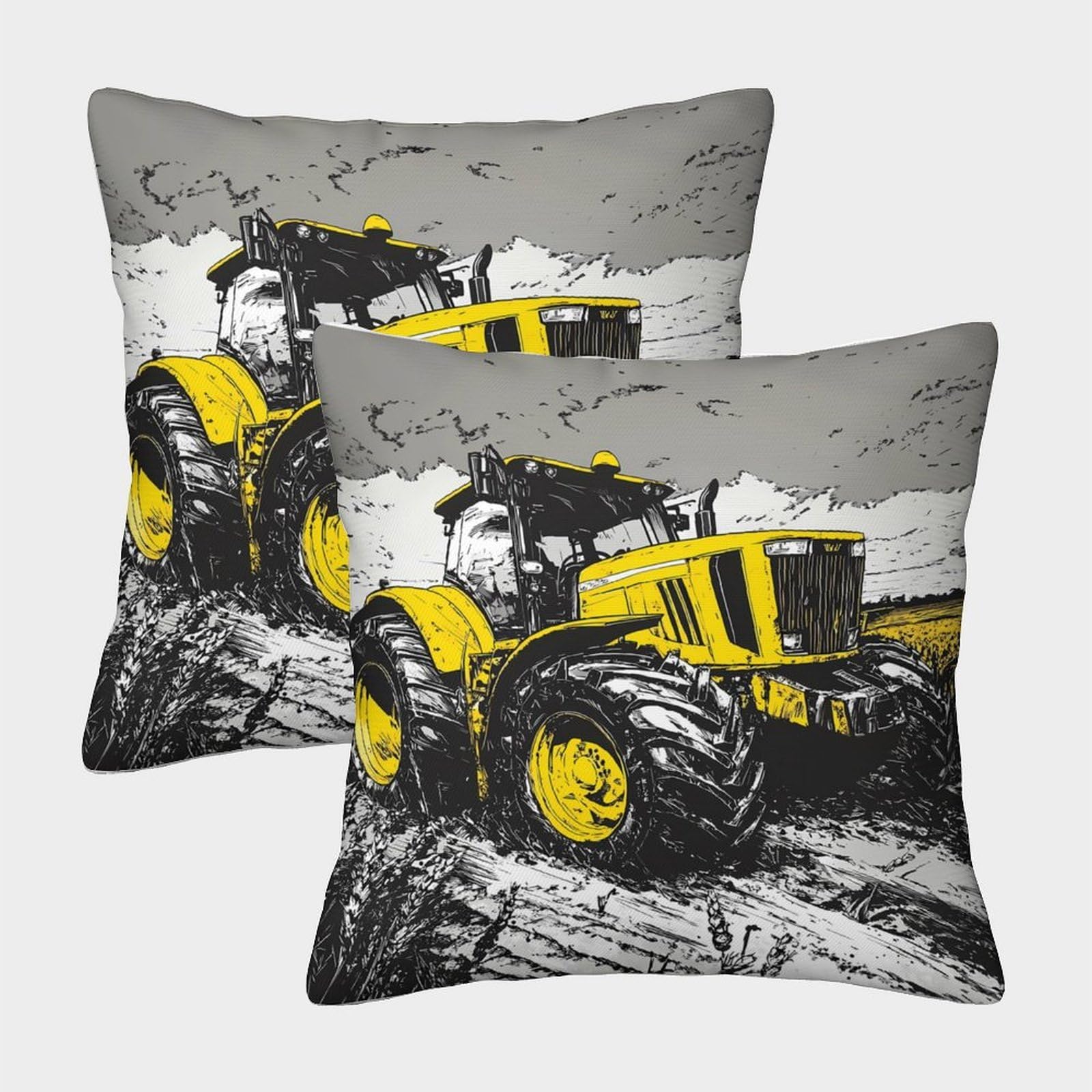 QFVANSIYO Farm Tractor 3D Printed Pillowcase Microfiber Bedroom Bedding Decor Agricultural Tractor Pillow Cover Breathable for Adults Teens 45x45cm