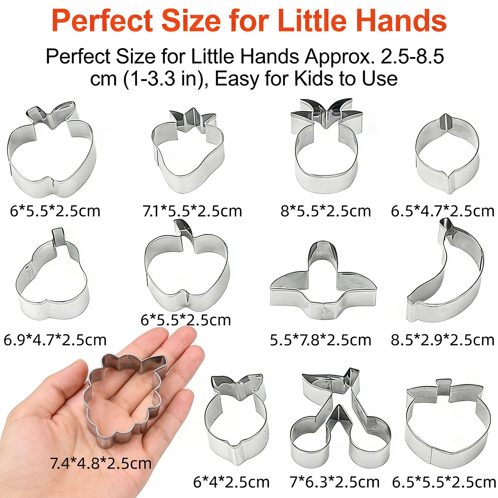 Ensemble de 12 Emporte Pièces Fruits en Acier Inoxydable, Moules à Biscuits Multifonctions pour Fondant, Pâtisserie et Sandwiches, Formes Créatives, Idéal pour Enfants et Cuisine en Famille - 4