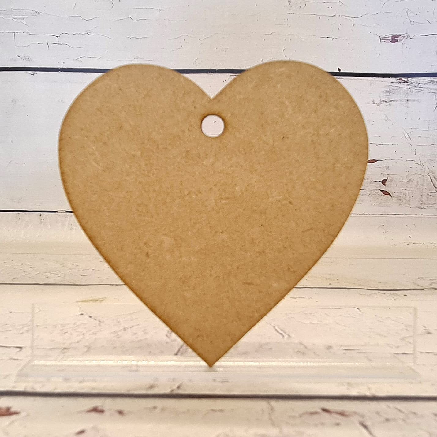 10 x Wooden MDF Heart Shapes, Large Plain Wood Craft Tags with Hole (150mm 15cm)
