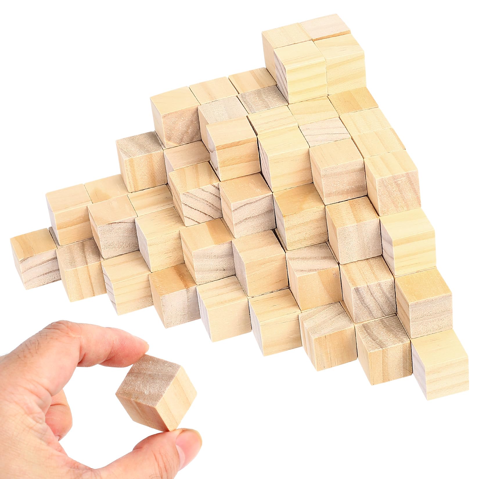 130 Pcs Wooden Cubes, Smooth Natural Wooden Square, Small Unfinished Wood Blocks for Art and Crafts DIY Model Puzzles Numbers Decorations(/0.78 x 0.78 x 0.78 inch)