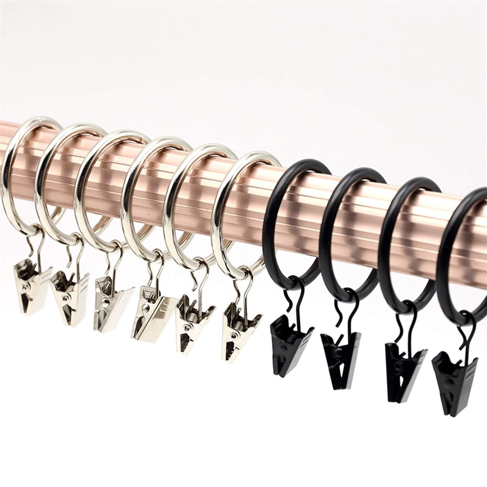 XJPXFQ Anelli per Tende Anello for Tende in Metallo con Clip, Doccia Anello Perforato, Accessori for Tende, Fibbia Tenda, Gancio e Ciclo Anelli Clip Finestra(A)