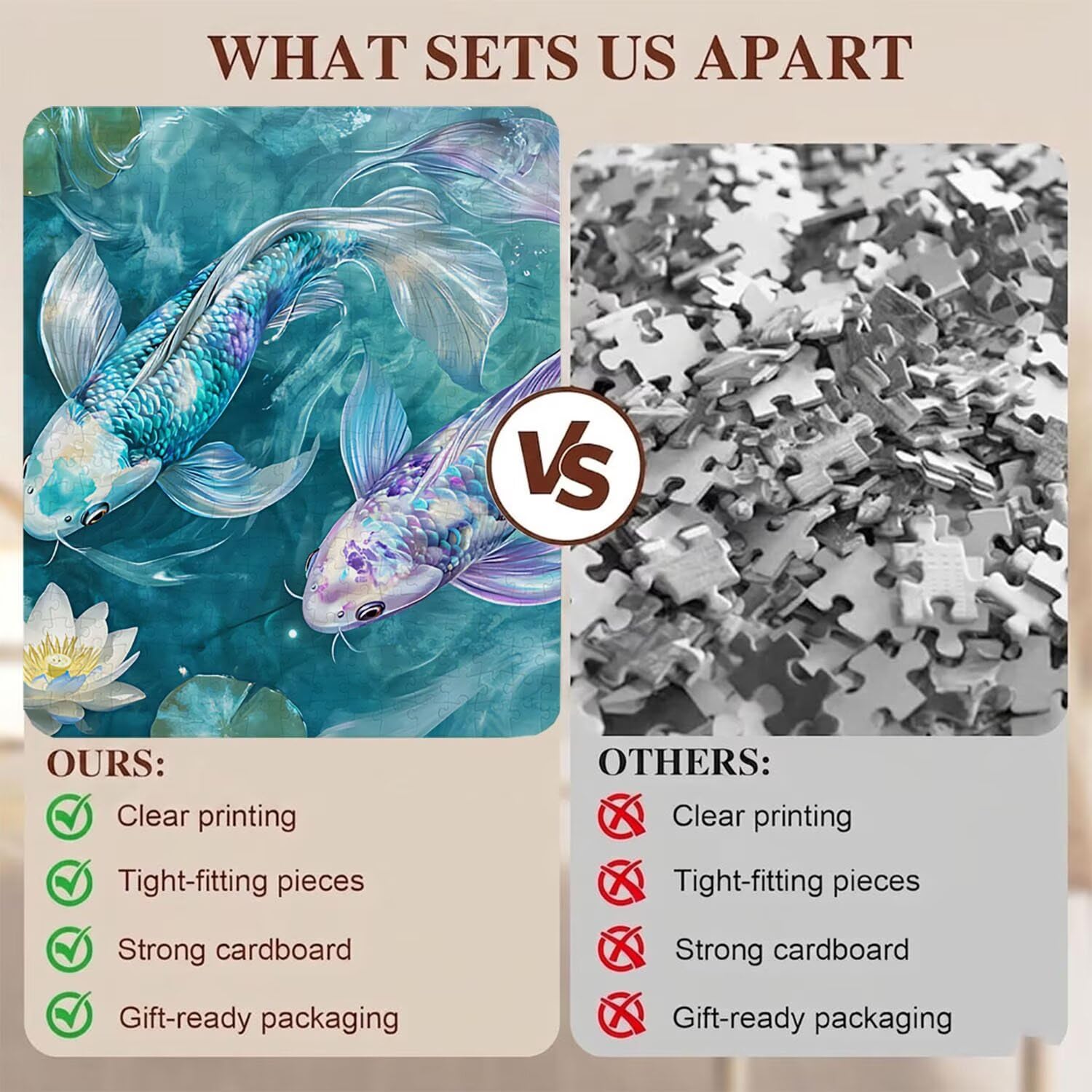 sogno Koi Puzzle 1500 Pezzi per Adulti, Puzzle in Legno - Collezione Classica con Poster Incluso - Sfida di Concentrazione e Passatempo Antistress, Gioco Educativo per Famiglia, 87 x 57 cm f0-772